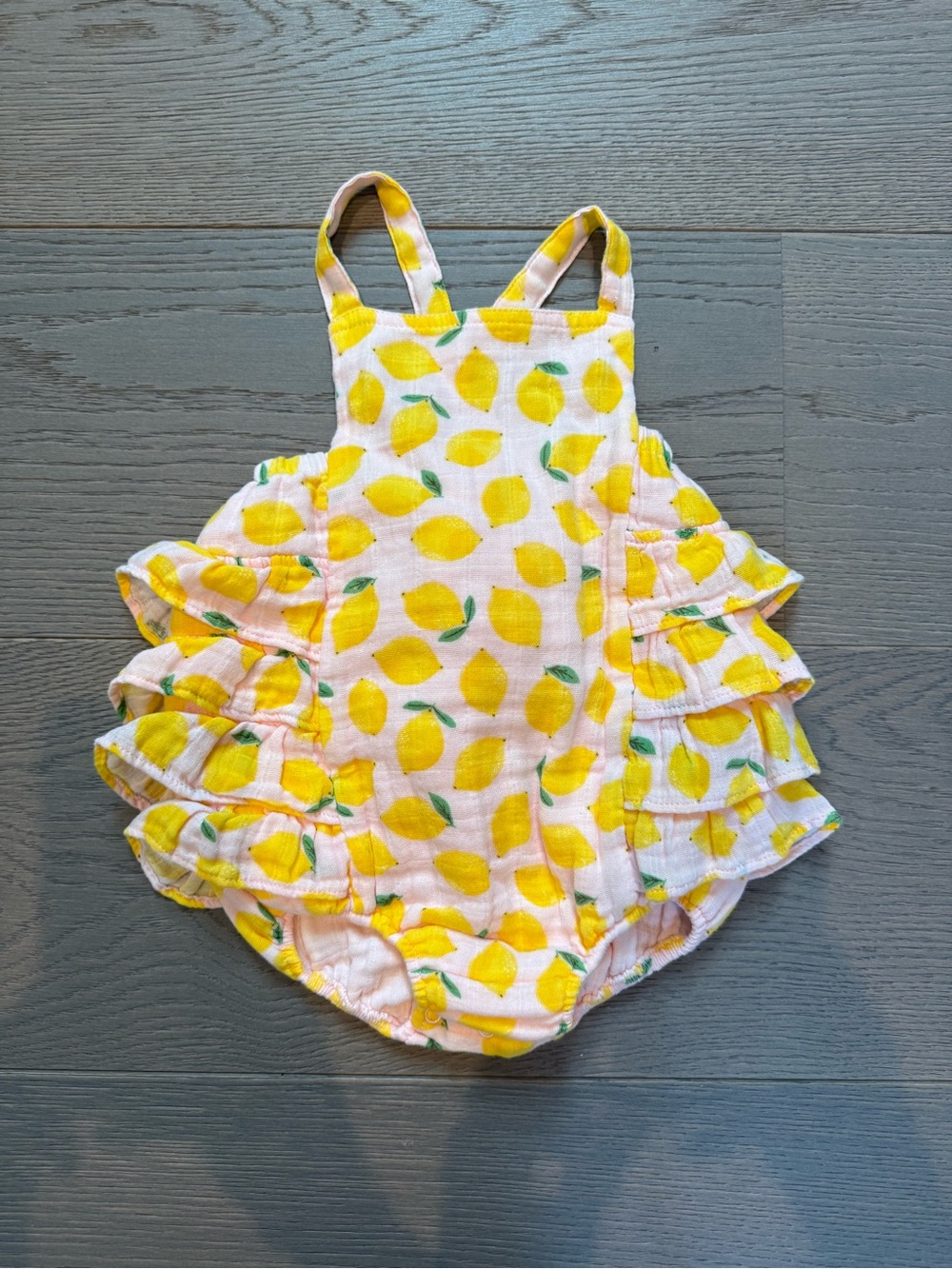 Infant Lemon Print Ruffle One-Piece Romper